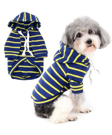 Zweitea dogs hoodie shirts for small medium-sized dogs striped hooded jacket puppy clothes sweater sweatshirt soft short sleeve basic t-shirt pet girl young hooded clothing yellow xs xs yellow