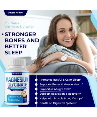 Magnesium Glycinate 500mg Magnesium Supplement - Chelated for High Absorption & Bioavailability Support Sleep, Muscle, Bones, Cramps, Recovery & Energy, Vegan Non-GMO 90 Capsules Vr1 - Buy Online on GoSupps.com