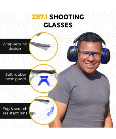 TradeSmart Couples Gifts - Shooting Ear & Eye Protection Set with Glasses & Case (Blue/Clear) - Buy Online on GoSupps.com
