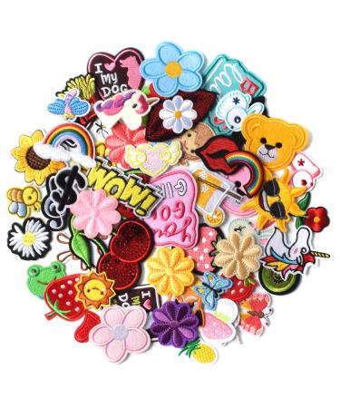AXEN 60PCS Embroidered Iron On Patches DIY Accessories, Random Assorted Decorative Patches, Cute Sewing Applique for Jackets, Hats, Backpacks, Jeans, 60 Pieces Package 60PCS Random - Buy Online on GoSupps.com