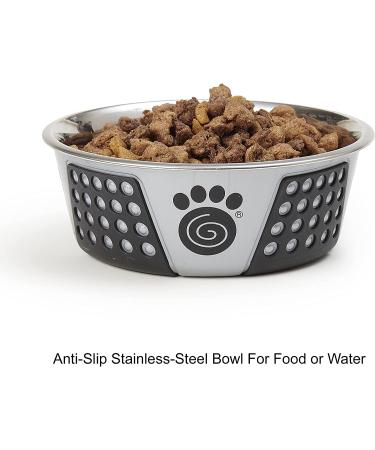 PetRageous 13097 Fiji Stainless Steel Non-Slip Dog Bowl - Grey, Medium | Dishwasher Safe - Buy Online on GoSupps.com