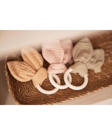 Jollein Bei ring Baby Bunny Ears Wild Rose - Oeko-Tex Certified Cotton & Silicone Dental Aid - Ideal Baby Toy Greifling - Buy Online on GoSupps.com