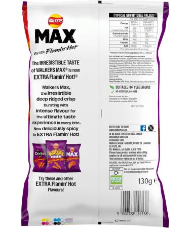 Walkers Max Extra Flamin' Hot Crisps 130g 130 g (Pack of 1) - Buy Online on GoSupps.com