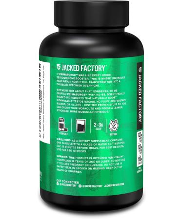Jacked Factory Testosterone Booster for Men PRIMASURGE - w/Tongkat Ali PrimaVie Ashwagandha - Boost Vitality Muscle Growth & Energy | Natural Test Booster Supplement - 180 Veggie Pills - Buy Online on GoSupps.com