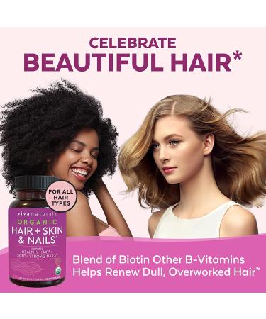 Viva Naturals Organic Hair Skin Nails Vitamins - Biotin 120 Tablets for Women - Buy Online on GoSupps.com