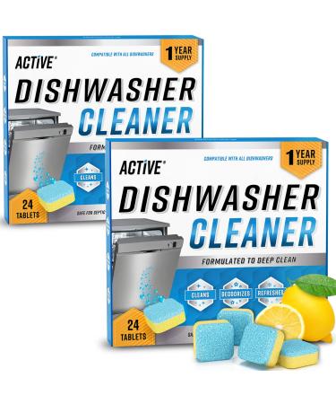 Dishwasher Cleaner Deodorizer Tablets 48 Pack - Value Size Deep Cleaning Descaler Pods Dish Washer Machine Clean, Heavy Duty & Septic Safe, Natural Limescale Remover, Hard Water, Calcium, Odor, Smell - Double Pack 48 Count 48 Tablets