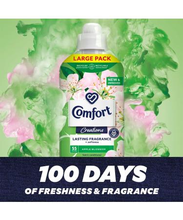 Comfort Creation Concentrated Fabric Conditioner with 100 Days of Long-Lasting Fragrance and Softness Intense Liquid Fabric Softener Apple Blossom 55 Washes 1.65L 4Pack - Buy Online on GoSupps.com