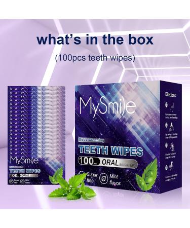 Buy MySmile Teeth Wipes - 100pcs Mint Flavor Deep Cleaning Oral Brush Ups for Fresh Breath & Teeth Care - Buy Online on GoSupps.com