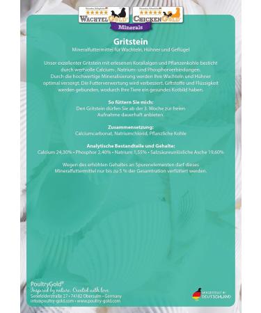 WachtelGold Gritstein 1kg - Premium Mineral Feed for Quails Chickens Ducks Pigeons & Poultry - International Shipping Available - Buy Online on GoSupps.com