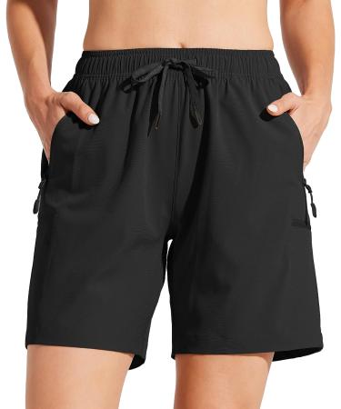 Willit Women's Quick Dry Cargo Shorts - 7 Lightweight Active Shorts for Hiking & Golf - Large Black - Buy Online on GoSupps.com