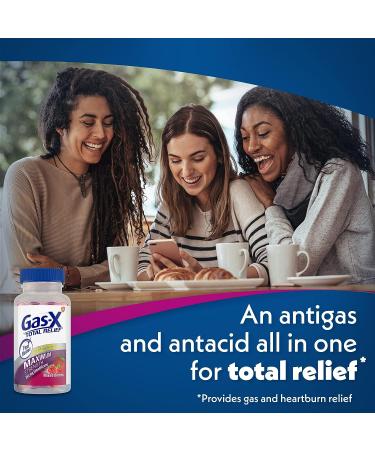 Gas-X Total Relief Chewable Tablets - Maximum Strength Gas & Heartburn Relief - 65 Count - Mixed Berries - Buy Online on GoSupps.com