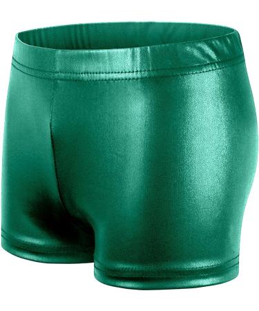 Happy Cherry Metallic Green Gymnastics Shorts for Girls | 1/3 Piece Stretch Dance Hot Pants | Size 110-150 | International Shipping Available - Buy Online on GoSupps.com