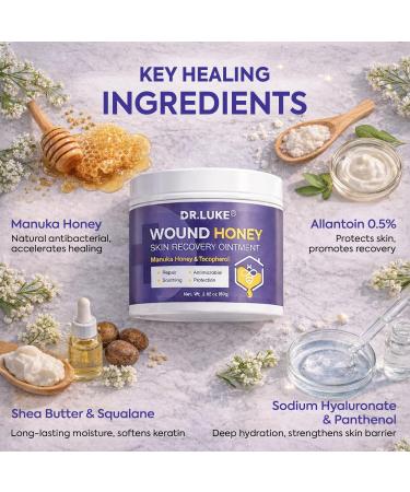 Dr. Luke Manuka Honey Wound care: Medihoney Wound Gel for Minor wounds & Skin Repair - Manuka Honey Medical Grade with Akkantoin 0.5% & Vitamin E - 2.82 oz (80g) - Buy Online on GoSupps.com