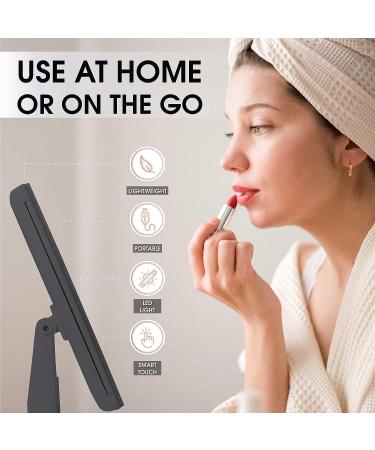 Beautyworks Backlit Makeup Vanity Mirror - 36 LED Lights, Touch-Screen Control, Tri-Fold, 1/2/3X Magnification, Portable HD Cosmetic Mirror (Midnight Black) - 3x Magnification - Buy Online on GoSupps.com