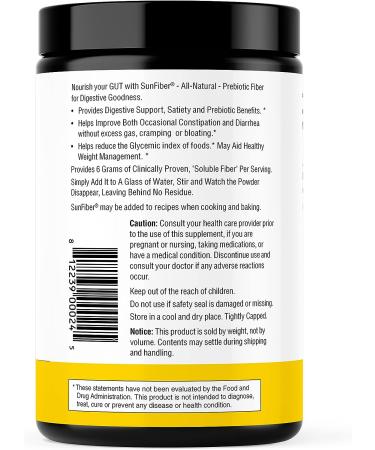 Sandhu's SunFiber Prebiotic Fiber Supplement Powder - Unflavored, Gluten-Free for Digestive Health in Men & Women - Buy Online on GoSupps.com