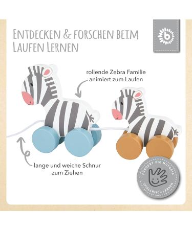 Shop Bieco Wooden Toys Baby Zebra - Pull-Along Wooden Toy for 1-Year-Olds | Safe & Fun Pull Toy for Babies - Buy Online on GoSupps.com