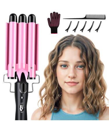 Dazspirite 3 barrels of wave iron 22mm for large curly winders wave iron for hair with adjustable temperature curling iron 3 barrels for long/short hair hair styling rosa-3
