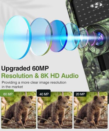8K 60MP Trail Camera - Advanced Night Vision Fast 0.05s Trigger Speed IP66 Waterproof - Perfect for Wildlife & Deer Detection - Buy Online on GoSupps.com