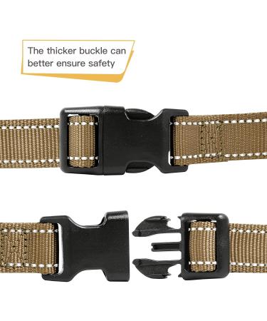 Heele Reflective Dog Collar - Soft Neoprene Padded Nylon for Small Medium & Large Dogs - XS (20-30 cm) - Brown - Buy Online on GoSupps.com