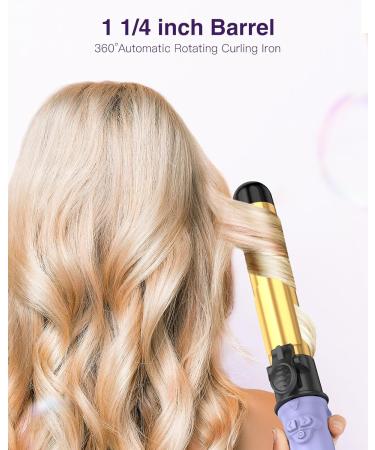 Rotating Curling Iron 1 1/4 Inch Automatic Curling Iron Self Curling Wand with Extra Long Barrel for Medium and Long Hair Dual Voltage Auto Rotating Hair Curler for Curls and Waves 1 1/4 Inch Purple - Buy Online on GoSupps.com