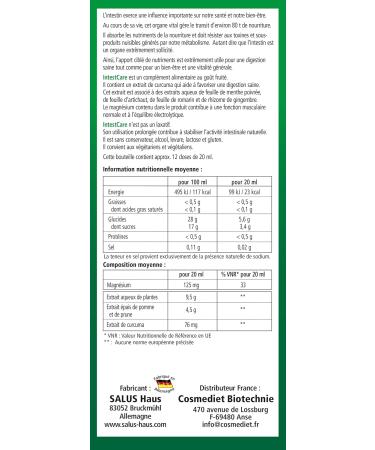 Salus IntestCare Liquid Formula - Digestion & Intestinal Sphere - With Turmeric Magnesium & Artichoke - 250ml - Buy Online on GoSupps.com