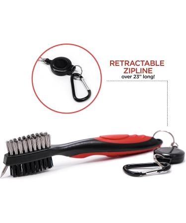 SHAUN WEBB GOLF Brush Cleaner Set - Wire and Nylon Bristle Brushes for Optimal Performance | Golfing Accessories with Retractable Zipline Cord - Buy Online on GoSupps.com