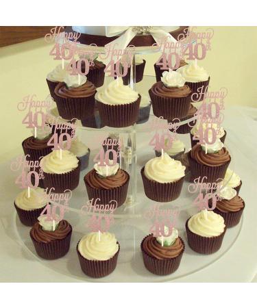 Pack of 24 40 Cupcake Toppers Glitter Happy 40th Birthday Cake Toppers Number 40 Eightteen Sweet 40 Birthday Wedding Anniversary Party Cake Decorations Accessories Rose Gold - Buy Online on GoSupps.com