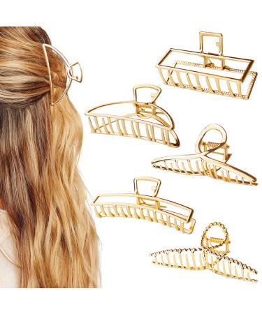 5 Pack Large Gold Hair Clips for Thick Hair Metal Cross Claw Clip Non-Slip Banana Hair Claw Clips Hair Catch Barrette French Design Hair Accessories for Women and Girls - Buy Online on GoSupps.com