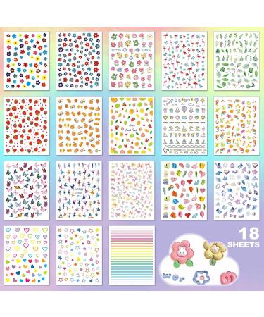 18 Sheets Cute Nail Stickers | 3D Self-Adhesive Nail Art for Women & Girls | DIY Nail Design Decals (Dance - Buy Online on GoSupps.com