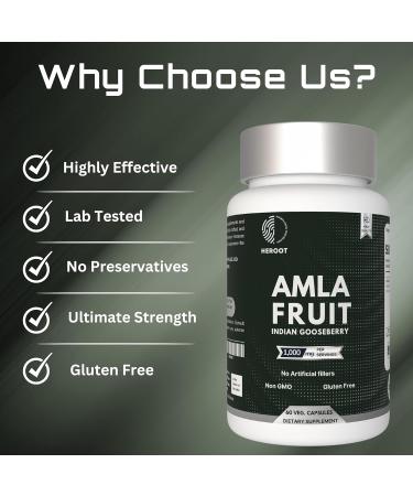 Organic Amla Capsules Natural Vitamin C Supplement for Immunity Skin and Hair Health 60 Capsules 60 Count (Pack of 1) - Buy Online on GoSupps.com