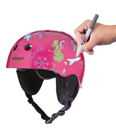 Wipeout Dry Erase Kids Helmet for Skiing and Snowboarding Neon Pink Ages 8+