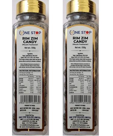 ONE STOP DEALERS Rim Zim Flavoured 200 Gram - Mouth Freshener Jar Candy/Toffee Eat Anywhere or Anytime - More Popular in Kids Snacks (Pack of 2)