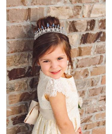 SWEETV Cubic Zirconia Princess Tiara Headband in Royal Blue for Bride & Flower Girls - Bridal Crown Hair Accessories - Buy Online on GoSupps.com
