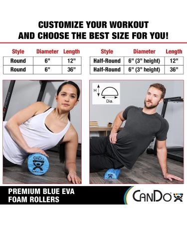 CanDo Premium Blue Marble EVA Foam Roller 6 x 12 Half-Round - Muscle Restoration, Massage Therapy, Sport Recovery, Physical Therapy - Buy Online on GoSupps.com
