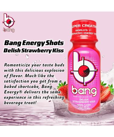 Bang Energy Shots Delish Strawberry Kiss 3 Fl Oz (Pack of 12) | Carbonated Energy Shot with Super Creatine - Buy Online on GoSupps.com
