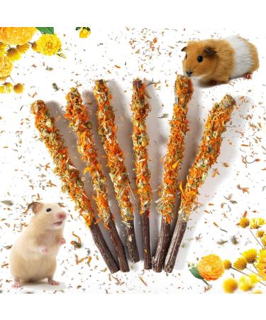 Abiz Rabbit Toys Set: 6 Apple Wood & 4 Bamboo Chewing Sticks with Chamomile for Rabbits Hamsters Guinea Pigs & Chinchillas - Premium Chew Treats - Buy Online on GoSupps.com