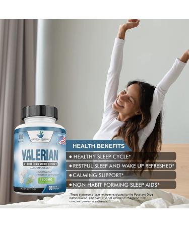 Organic Valerian Root Capsules 1800mg - Natural Sleep Aid Supplement - 90 Veggie Capsules - 3 Month Supply - Buy Online on GoSupps.com