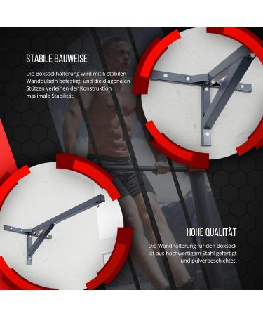 K-Sport Wall Mount Punching Bag Holder - Up to 150kg Sloping Drainage Fits 80-120cm - EU Made Impact Training Bracket - Buy Online on GoSupps.com