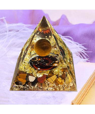 Crystal Pyramid Tiger Eye Zodiac Leo Orgone Pyramid Healing Crystal Postive Energy Orgonite Crystal Healing for Yoga Meditation Stress Reduce (Leo)
