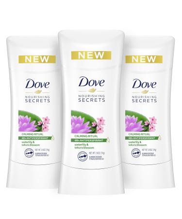 Dove Nourishing Secrets Antiperspirant Deodorant Stick for Women Waterlily Sakura Blossom for 48 Hour Underarm Sweat Protection And Soft And Comfortable Underarms 2.6 oz 3 Count 7.8 Ounce Waterlily and Sakura Blossom 7....