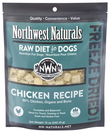 Northwest Naturals Freeze Dried Raw Diet for Dogs Freeze Dried Nuggets Dog Food  Grain-Free, Gluten-Free Pet Food, Dog Training Treats Chicken 12 Ounce (Pack of 1)