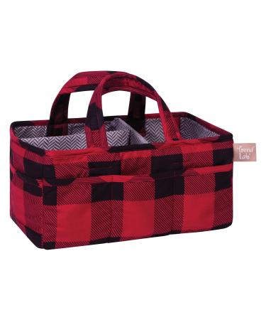Trend Lab Red and Black Buffalo Check Storage Caddy Diaper Organizer for Baby Nursery and Changing Table Accessories, 12 in x 6 in x 8 in Red Buffalo Check
