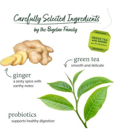 Bigelow Green Tea with Ginger Plus Probiotics 18 Tea Bags - Buy Online on GoSupps.com