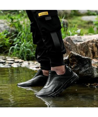 LARNMERN Men's Non Slip Work Shoes - Waterproof Chef Sneakers, Size 10.5 Black - Buy Online on GoSupps.com