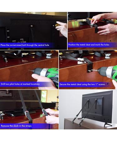 The Baby Lodge TV and Furniture Anti Tip Straps - Safety Furniture Wall Anchors for Baby Proofing Flat Screen TV  Dresser  Bookcase  Cabinets  and More - All Metal  No Plastic Parts (2 Pack  Black) - Buy Online on GoSupps.com