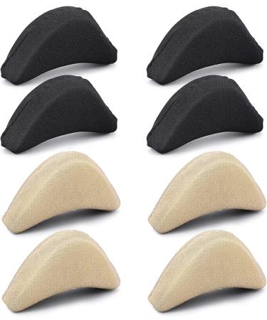 Soft Sponge Adjustable Shoe Filler Big Toe Plug Foot Brace Pads - 4 Pairs Skin & Black Inserts for High Heels - Relieve Foot Pain & Make Shoes Fit Better - Unisex Design - Buy Online on GoSupps.com
