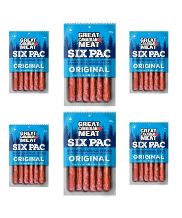 Summer Sausage Sticks Bulk Box - 6 x 150g Six Pac by Great Canadian Meat Meat Snacks Bulk Smoked Sausage Sticks Box For Carnivores. Perfect For Snacking Gluten Free High In Protein