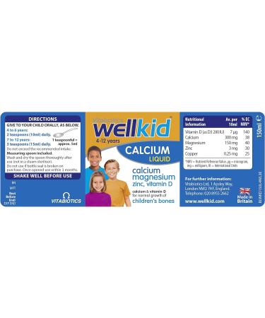 Wellkid Vitabiotics Calcium Liquid 150ml - Essential Child Nutrition - Buy Online on GoSupps.com