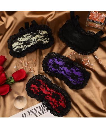 Lace Blindfold for Sleeping - 4 Pcs Black Lace Sleep Mask Set for Women - Soft Eye Covers for Adult Meditation - 4 Colors Available - Buy Online on GoSupps.com