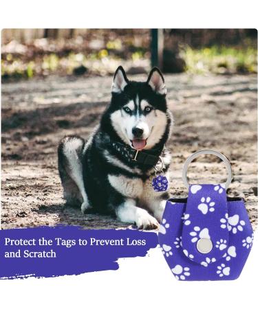 Buy 2-Piece Dog Brand Bag with Push Button & Military Dog ID Silencer Ring - Blue Paw Print & Purple Blue - Ideal for Dogs & Cats - Secure Identification & Address Tags - Buy Online on GoSupps.com